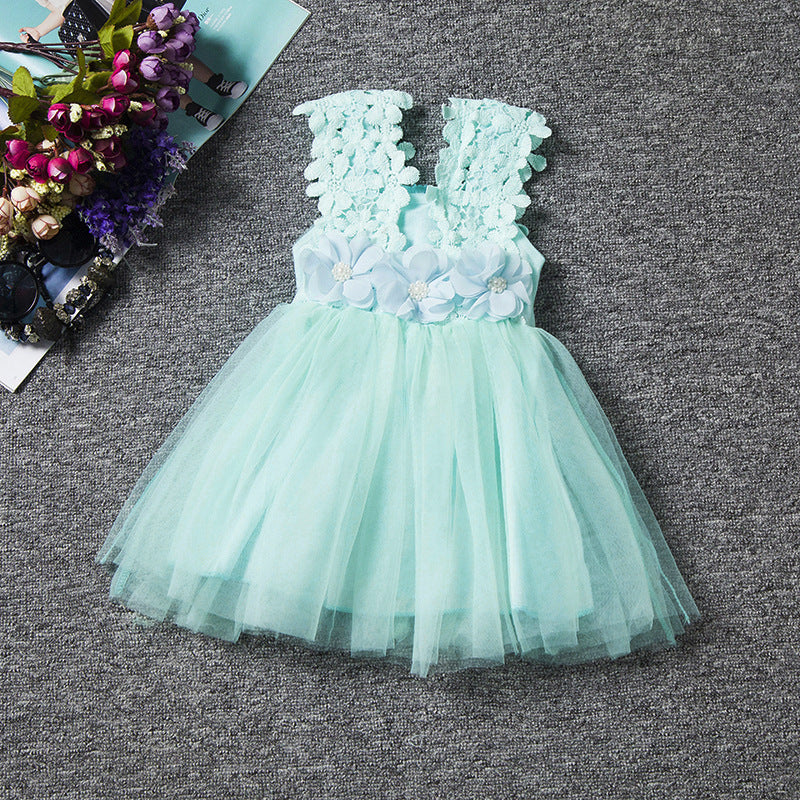 Spring and Summer Children's Sling Lace Little Girl Dress