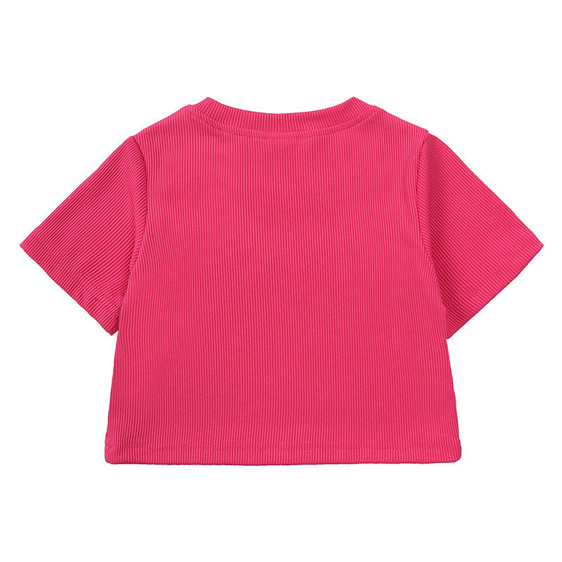 Girls' Short-sleeved Shirt Bell-bottom Pants Two-piece Set - Cindi Book