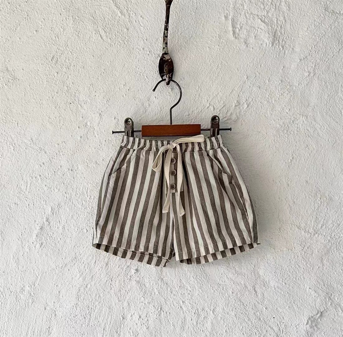 Baby Thin Cotton Vertical Stripes Korean Casual Shorts - Cindi Book