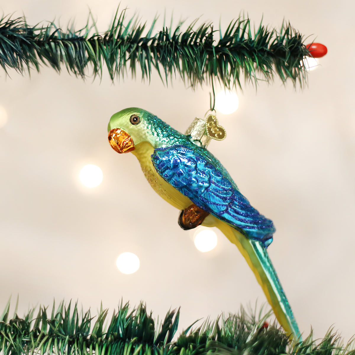 Old World Christmas Parakeet Ornament - hand-blown glass Christmas tree ornament