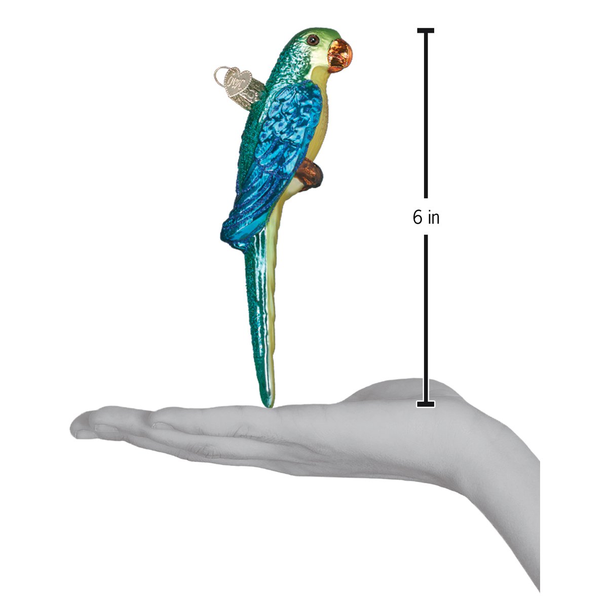 Old World Christmas Parakeet Ornament - hand-blown glass Christmas tree ornament (view 4)