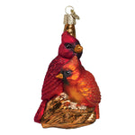 Old World Christmas Pair Of Cardinals Ornament - hand-blown glass Christmas tree ornament (view 3)