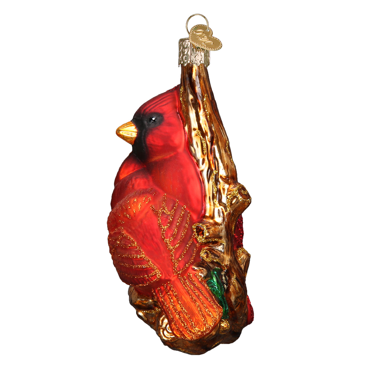 Old World Christmas Pair Of Cardinals Ornament - hand-blown glass Christmas tree ornament (view 5)