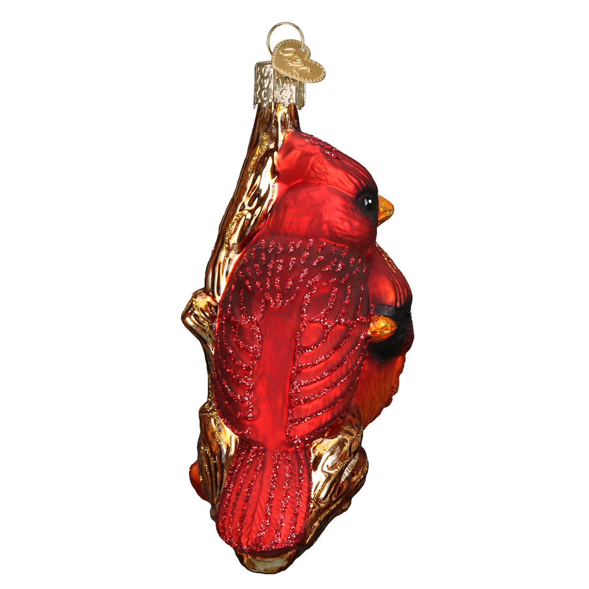 Old World Christmas Pair Of Cardinals Ornament - hand-blown glass Christmas tree ornament (view 6)
