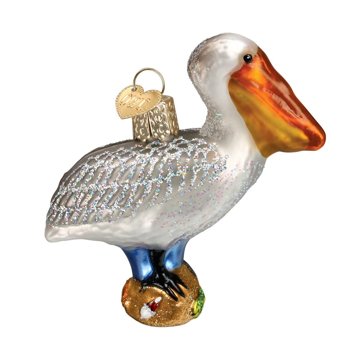 Old World Christmas Pelican Ornament - hand-blown glass Christmas tree ornament (view 3)