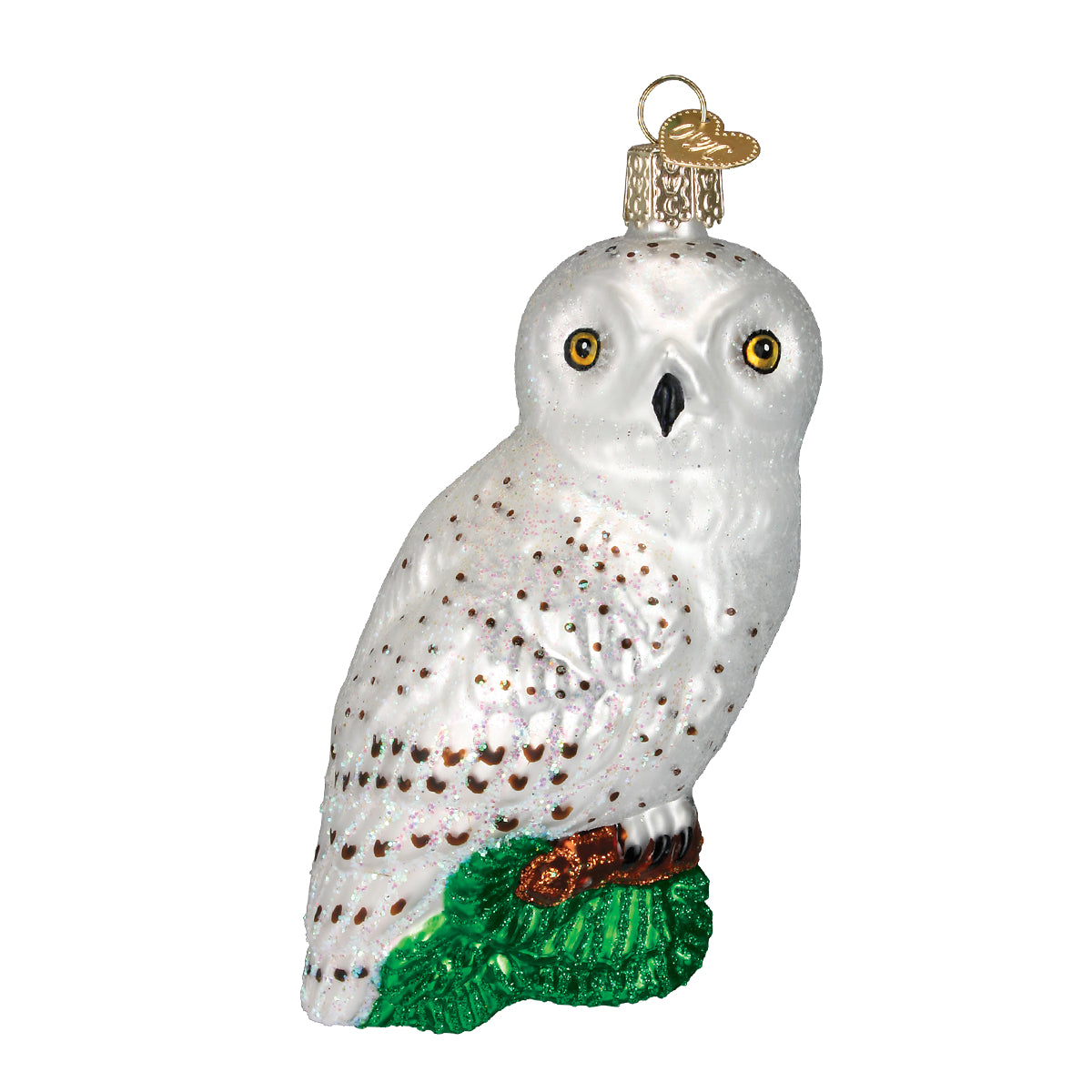 Old World Christmas Great White Owl Ornament - hand-blown glass Christmas tree ornament (view 3)