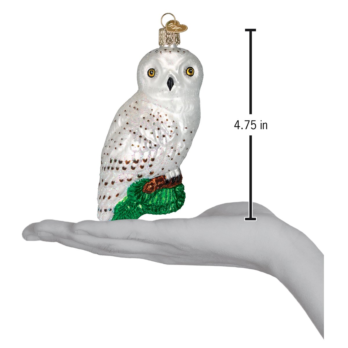 Old World Christmas Great White Owl Ornament - hand-blown glass Christmas tree ornament (view 4)