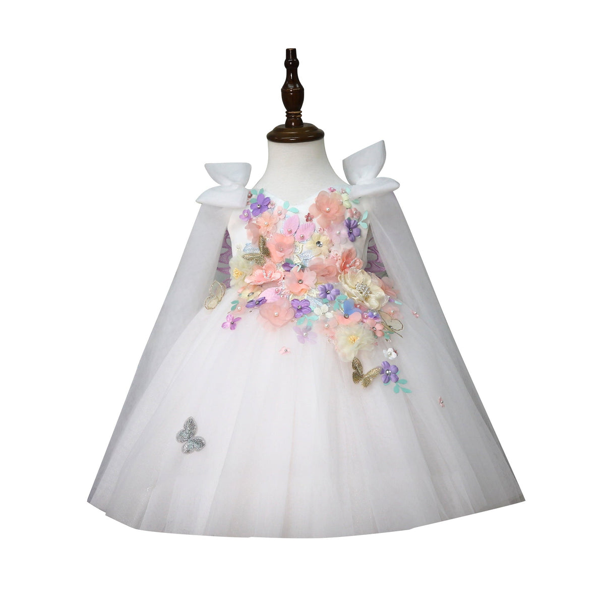 Children's Handmade Applique Dress White - Cindi Book