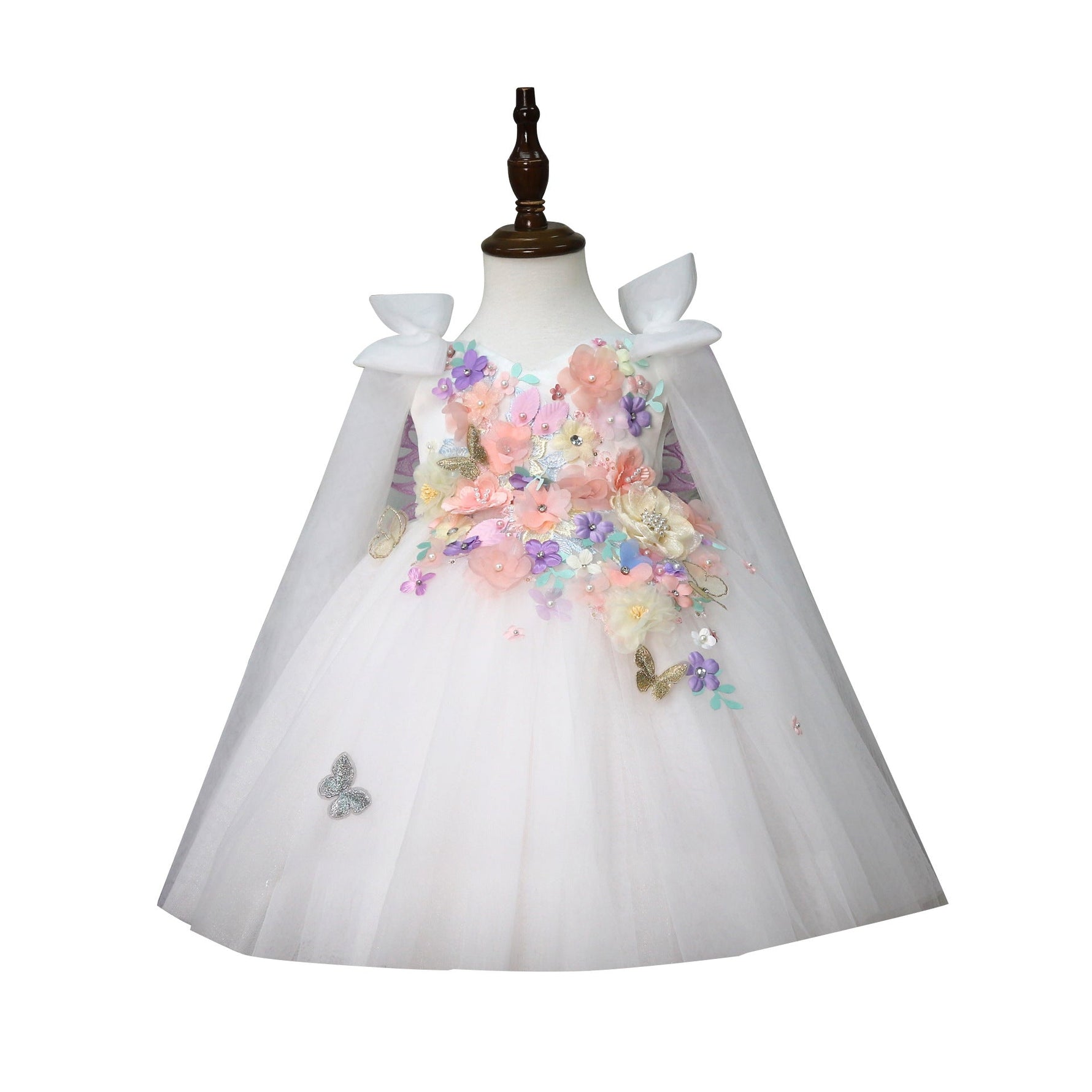 Children's Handmade Applique Dress White - Cindi Book