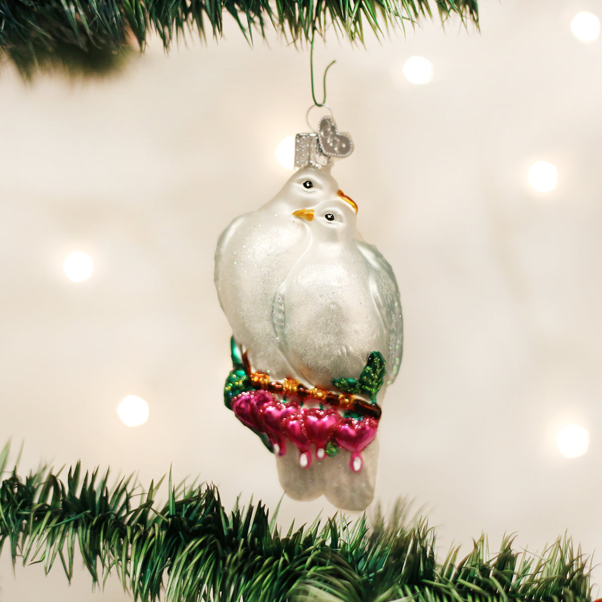 Old World Christmas Love Birds Ornament - hand-blown glass Christmas tree ornament