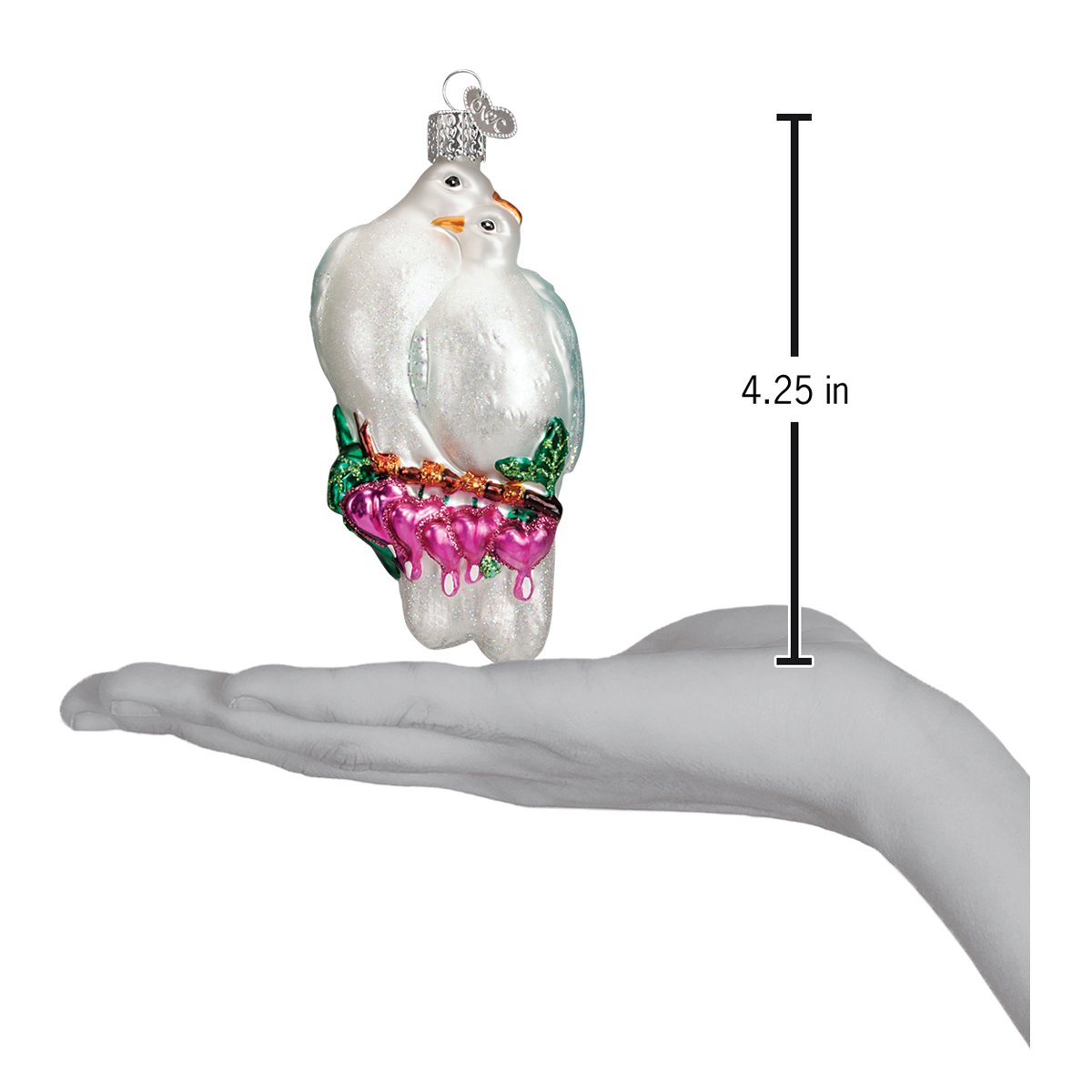 Old World Christmas Love Birds Ornament - hand-blown glass Christmas tree ornament (view 3)