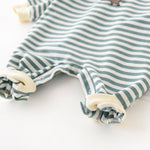 Male And Female Baby Cartoon Striped Dinosaur Embroidery Long-Sleeved Jumpsuit - Cindi Book