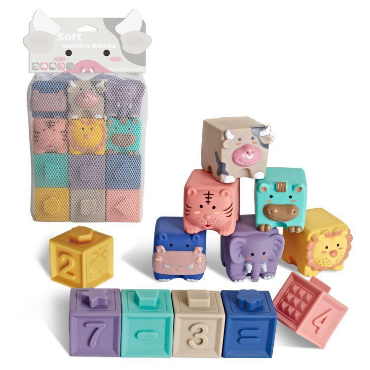 Soft Plastic Building Blocks For Infants And Young Children Early Education Digital Cognitive Animal Relief Matching Toys - Cindi Book