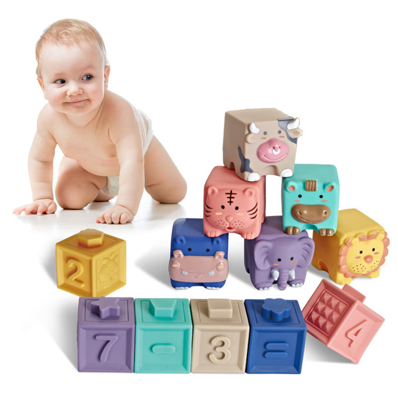 Soft Plastic Building Blocks For Infants And Young Children Early Education Digital Cognitive Animal Relief Matching Toys - Cindi Book
