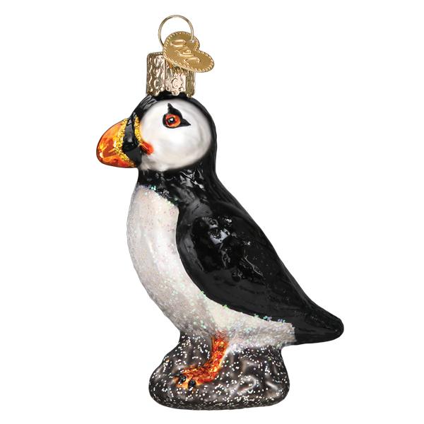 Old World Christmas Puffin Ornament - hand-blown glass Christmas tree ornament (view 3)
