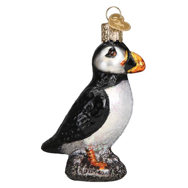 Old World Christmas Puffin Ornament - hand-blown glass Christmas tree ornament (view 4)
