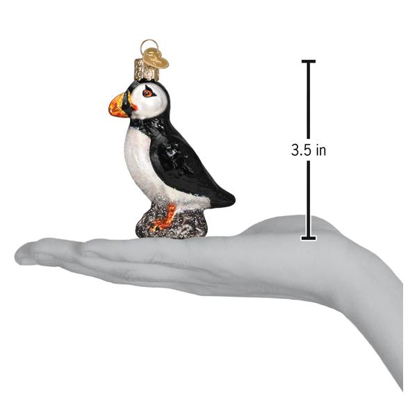 Old World Christmas Puffin Ornament - hand-blown glass Christmas tree ornament (view 6)