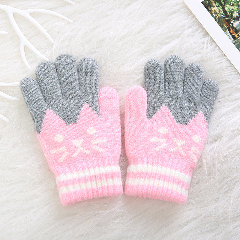 Gants pour enfant avec motif chat - Cindi Book