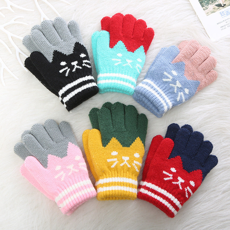 Gants pour enfant avec motif chat - Cindi Book