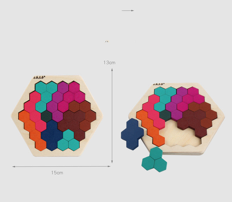 Wooden Hexagonal Geometric Puzzle - Cindi Book