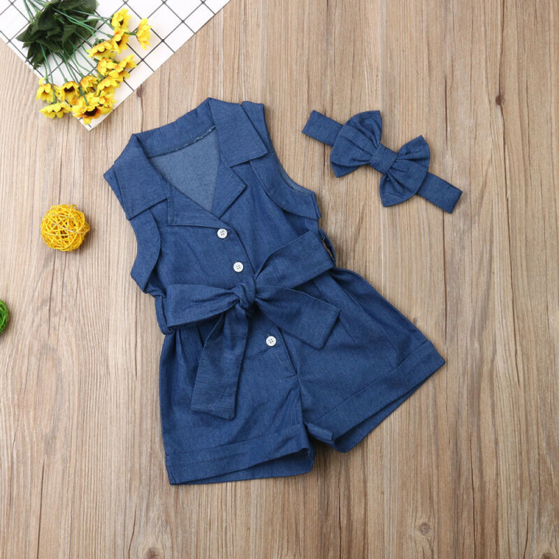 Pudcoco Kids Baby Girl Clothes Sleeveless Romper Denim - Cindi Book