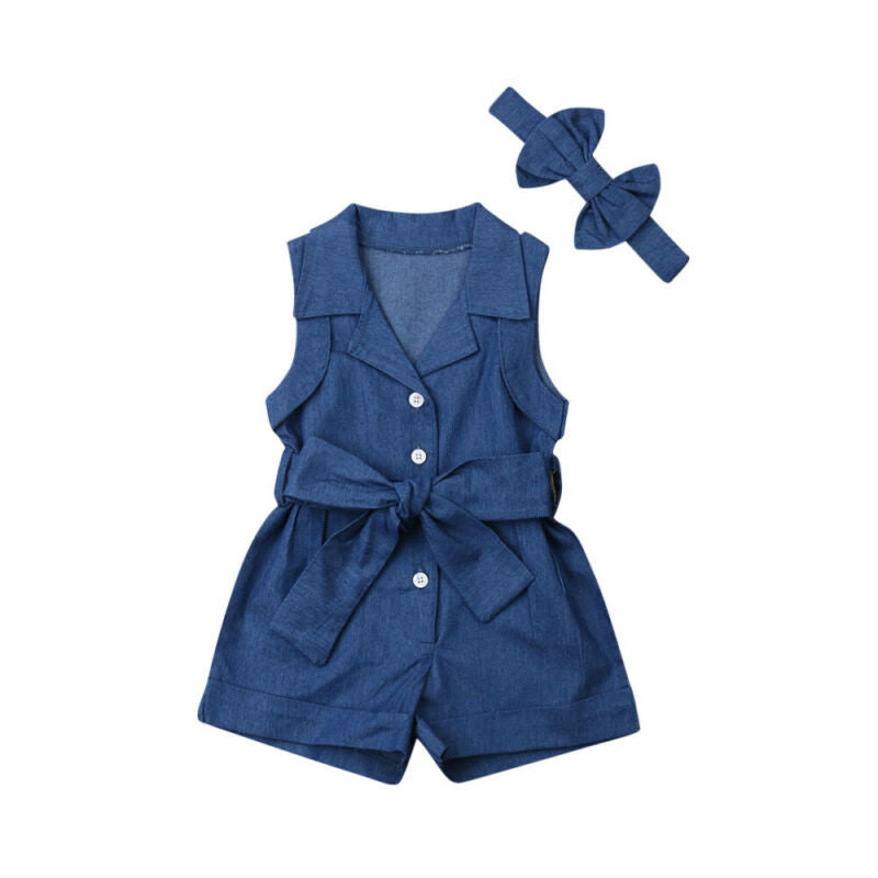 Pudcoco Kids Baby Girl Clothes Sleeveless Romper Denim - Cindi Book