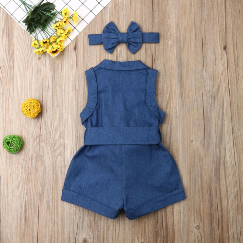 Pudcoco Kids Baby Girl Clothes Sleeveless Romper Denim - Cindi Book