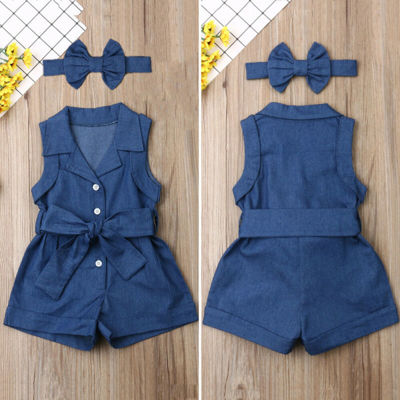 Pudcoco Kids Baby Girl Clothes Sleeveless Romper Denim - Cindi Book