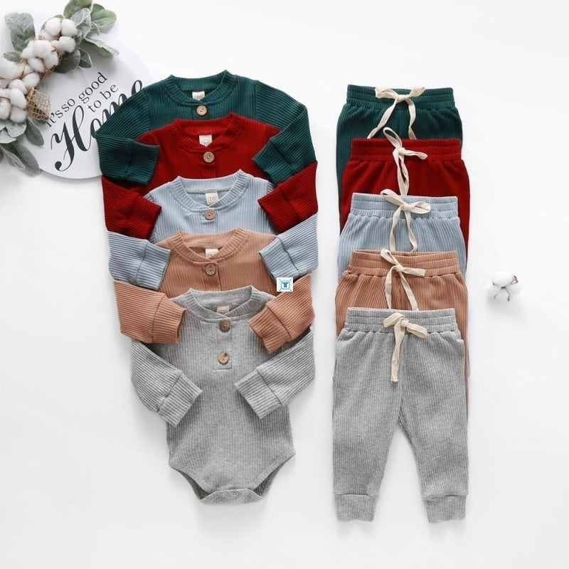 Infant Newborn Baby Girls Boys Spring Autumn Ribbed Solid - Cindi Book