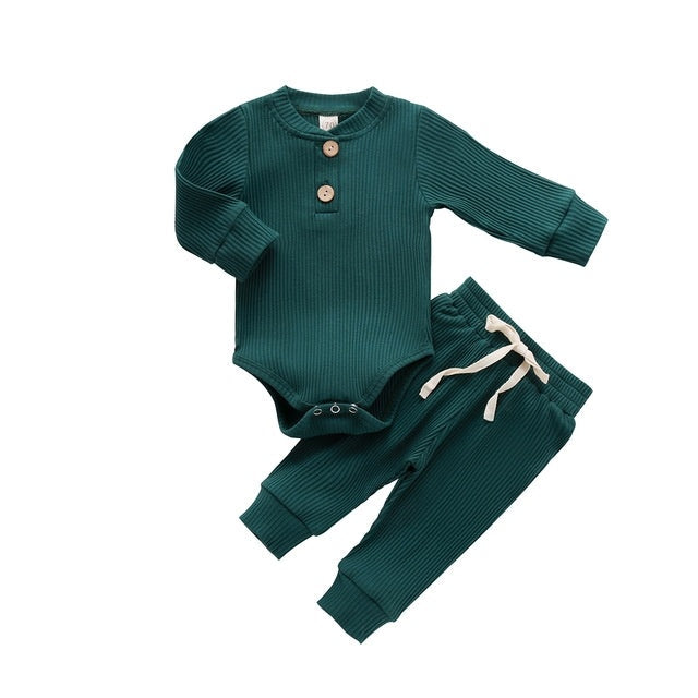 Infant Newborn Baby Girls Boys Spring Autumn Ribbed Solid