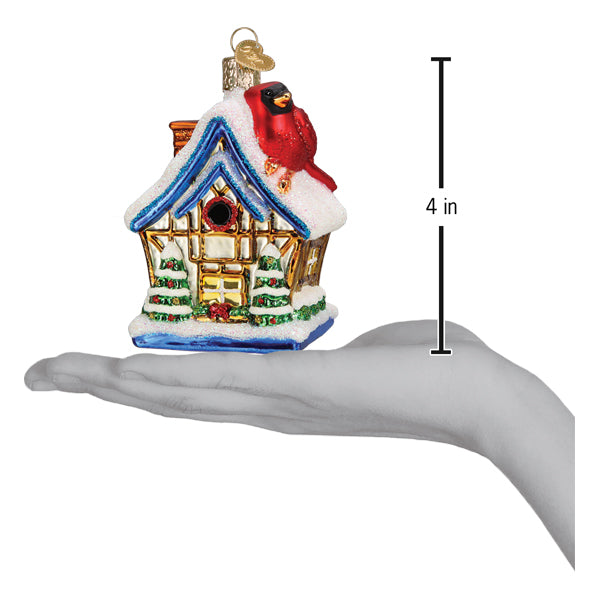 Old World Christmas Cardinal Birdhouse Ornament - hand-blown glass Christmas tree ornament (view 6)