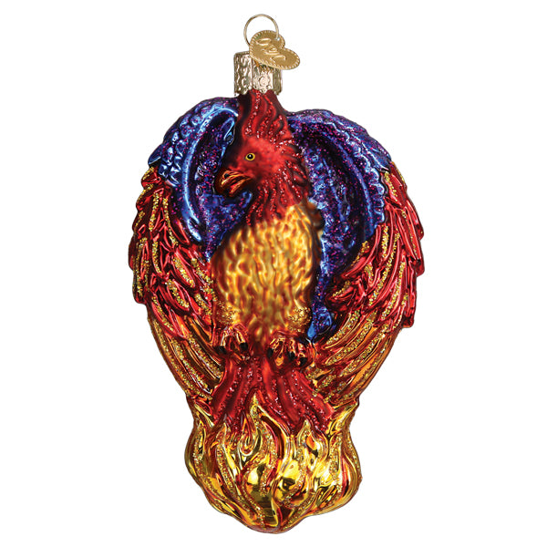 Old World Christmas Fiery Phoenix Ornament - hand-blown glass Christmas tree ornament (view 3)