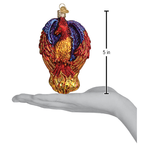 Old World Christmas Fiery Phoenix Ornament - hand-blown glass Christmas tree ornament (view 6)