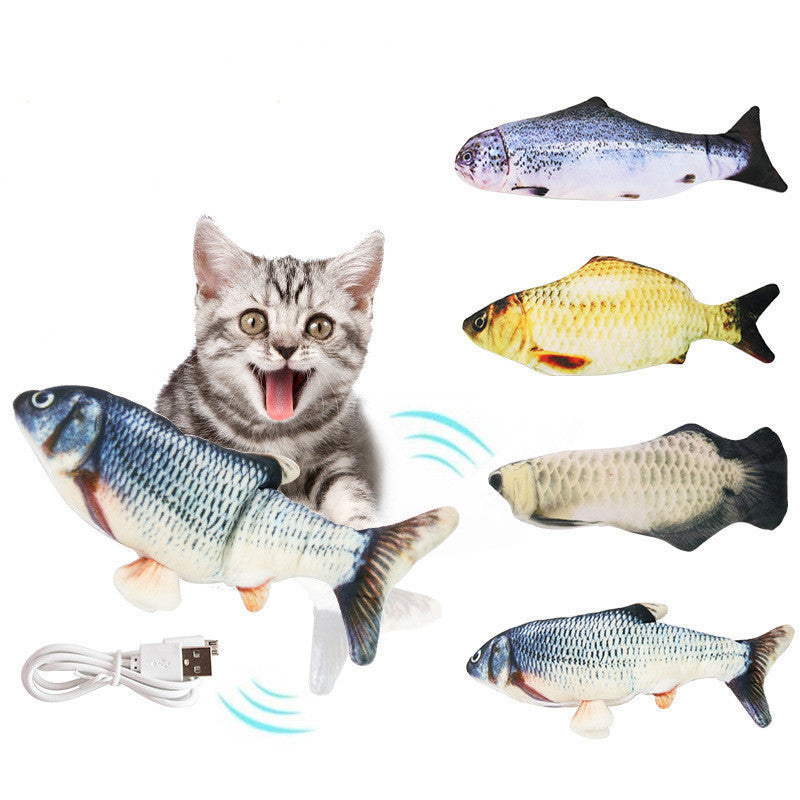 Electric Funny Cat Simulation Fish Beating Usb Jumping Cat Toy - Cindi Book