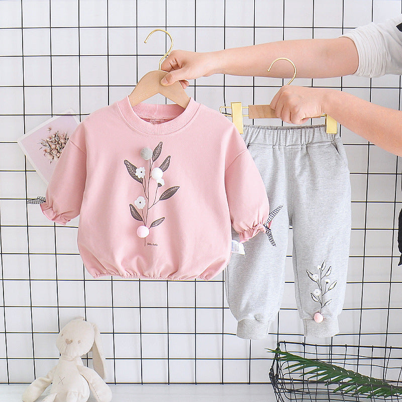 Autumn Baby Girl's Two Piece Long Sleeve Suit For Children Aged 1-2-3-4 - Cindi Book
