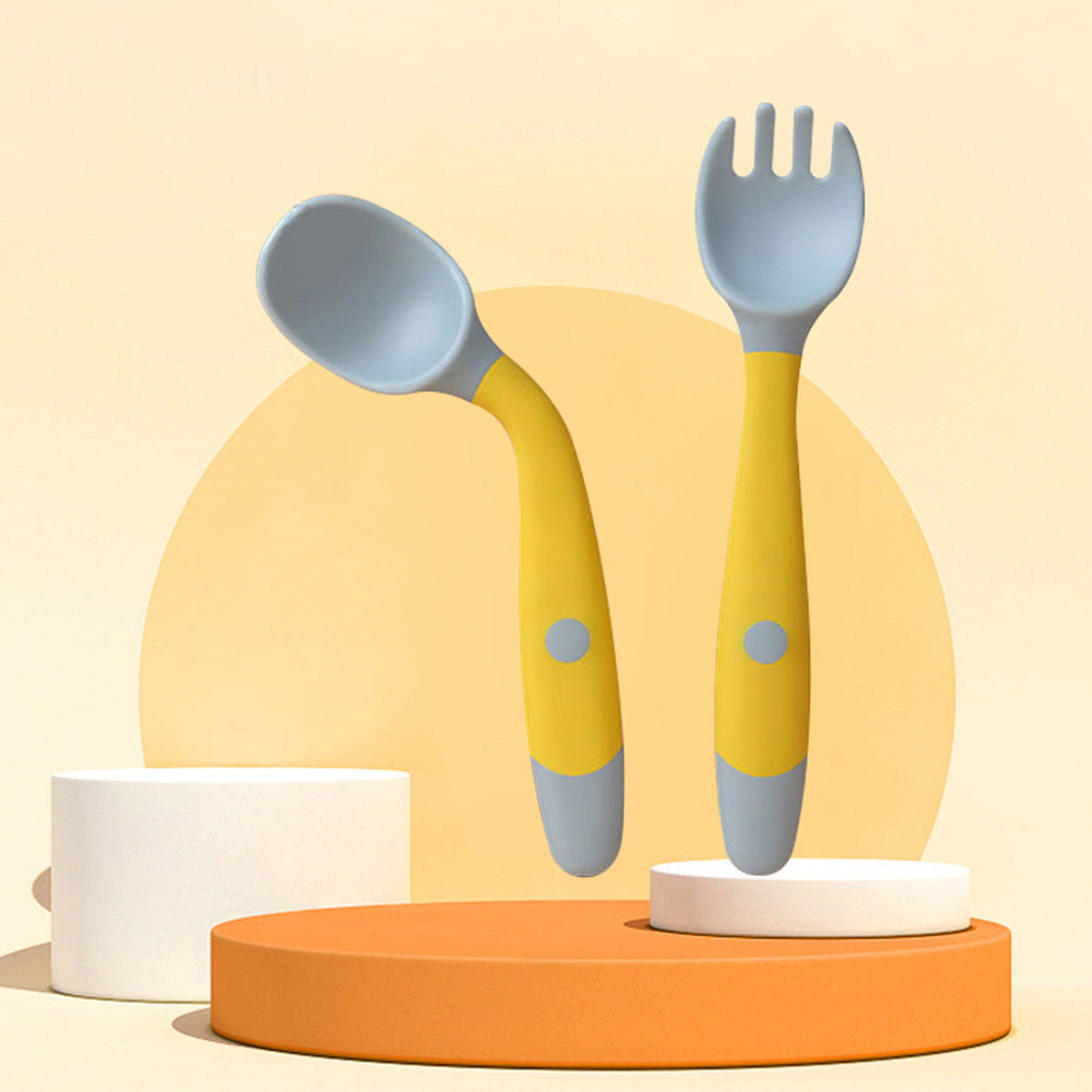 Silicone Spoon for Baby Utensils Set Auxiliary Food Toddler Learn To Eat Training Bendable Soft Fork Infant Children Tableware - Cindi Book