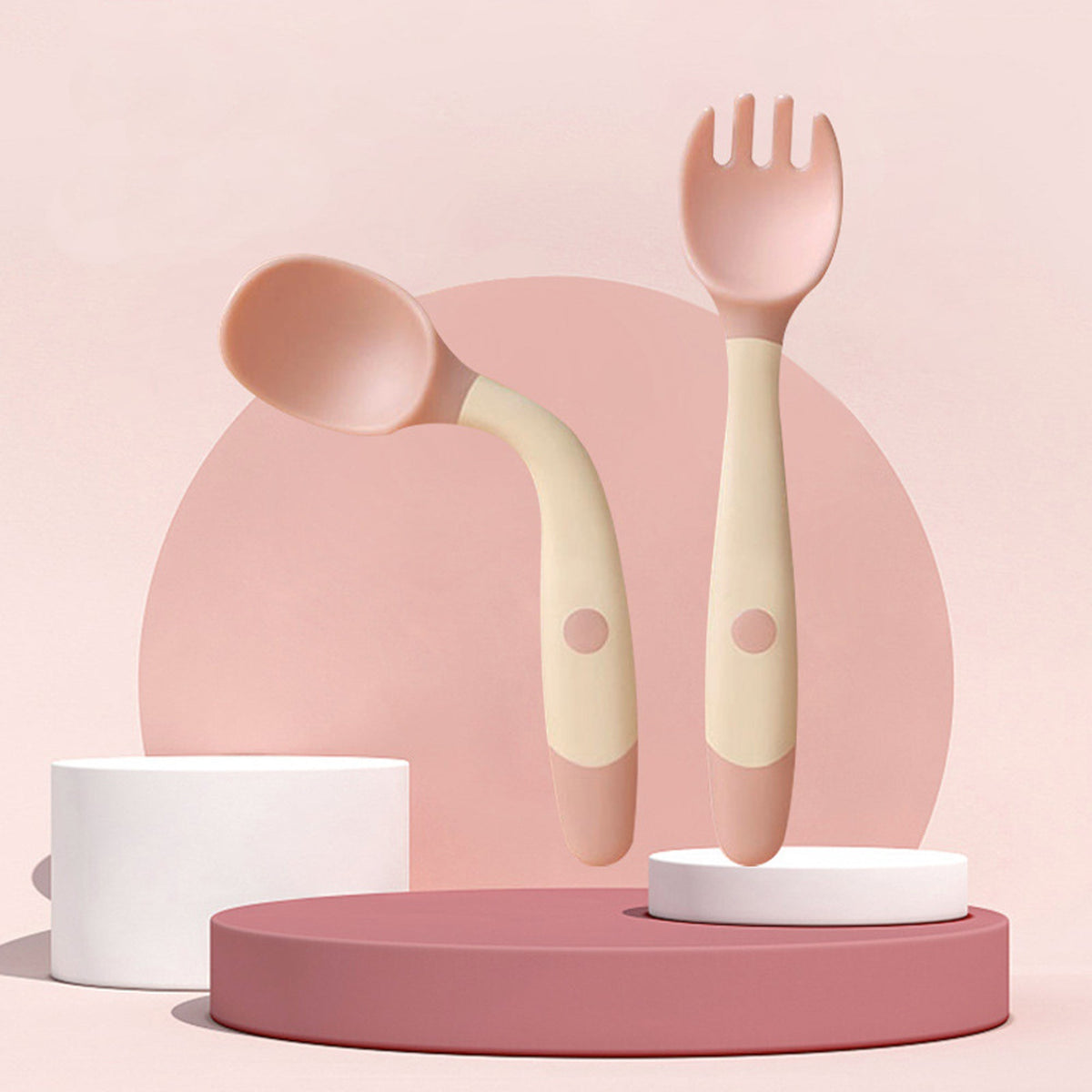 Silicone Spoon for Baby Utensils Set Auxiliary Food Toddler Learn To Eat Training Bendable Soft Fork Infant Children Tableware - Cindi Book