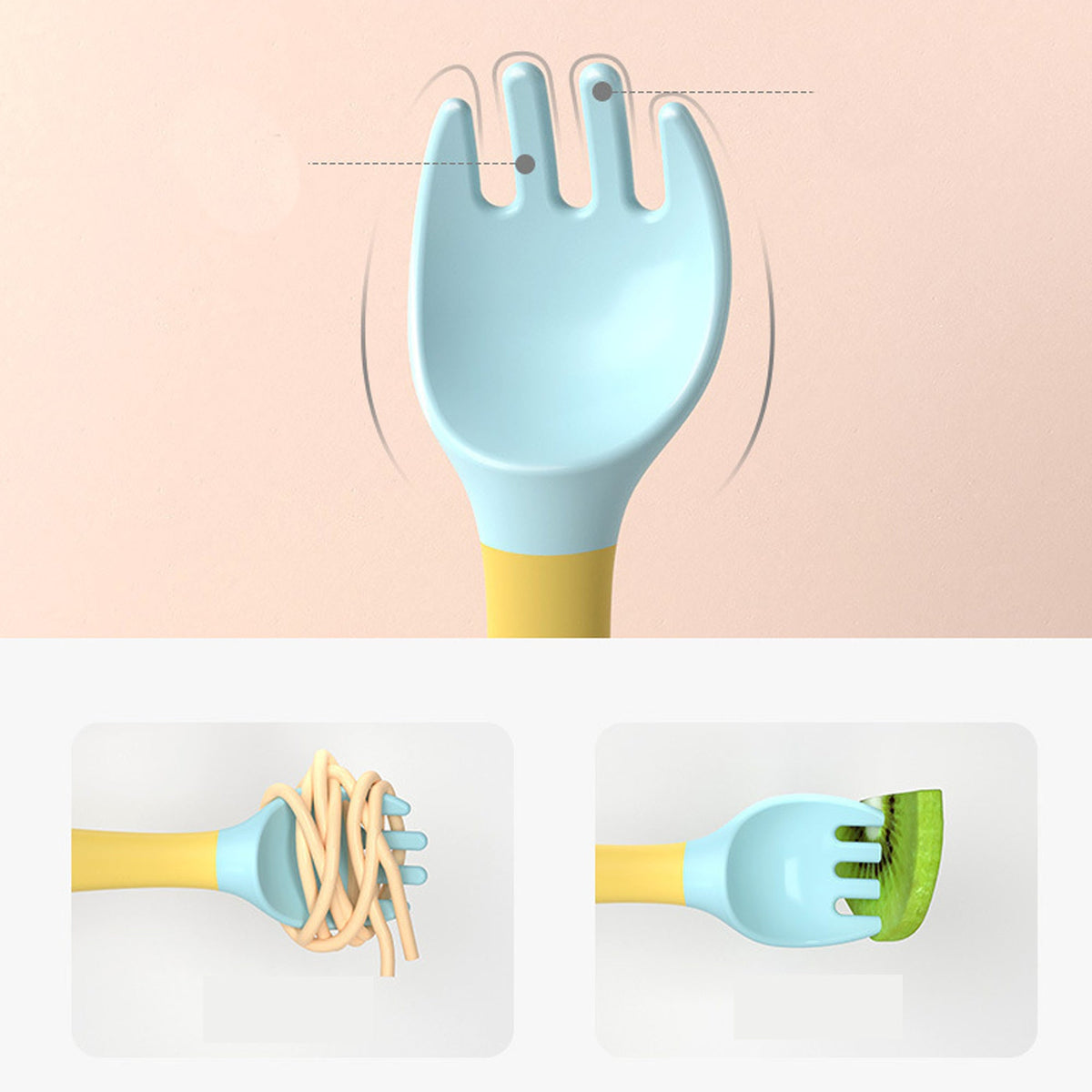 Silicone Spoon for Baby Utensils Set Auxiliary Food Toddler Learn To Eat Training Bendable Soft Fork Infant Children Tableware - Cindi Book