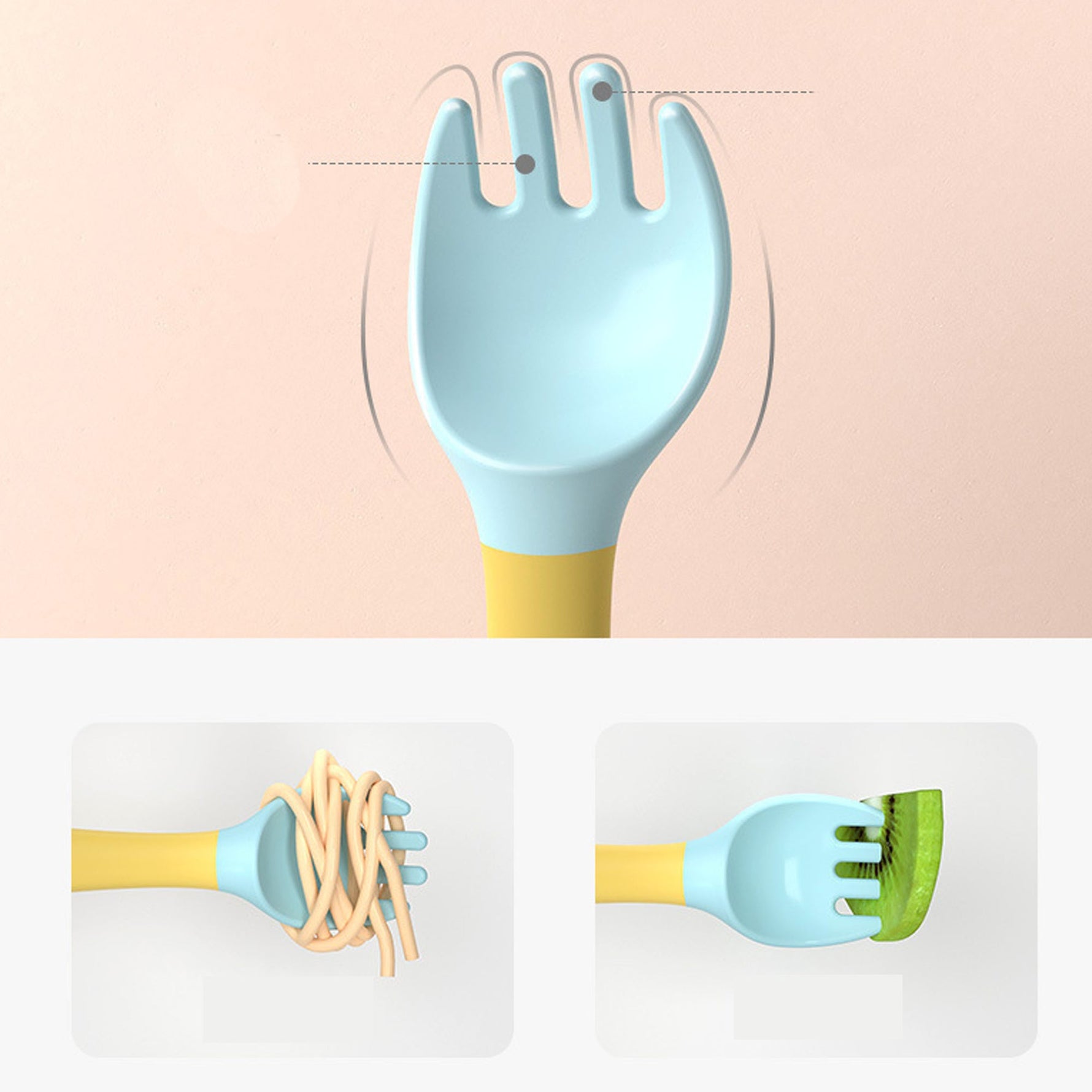 Silicone Spoon for Baby Utensils Set Auxiliary Food Toddler Learn To Eat Training Bendable Soft Fork Infant Children Tableware - Cindi Book