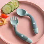 Silicone Spoon for Baby Utensils Set Auxiliary Food Toddler Learn To Eat Training Bendable Soft Fork Infant Children Tableware - Cindi Book