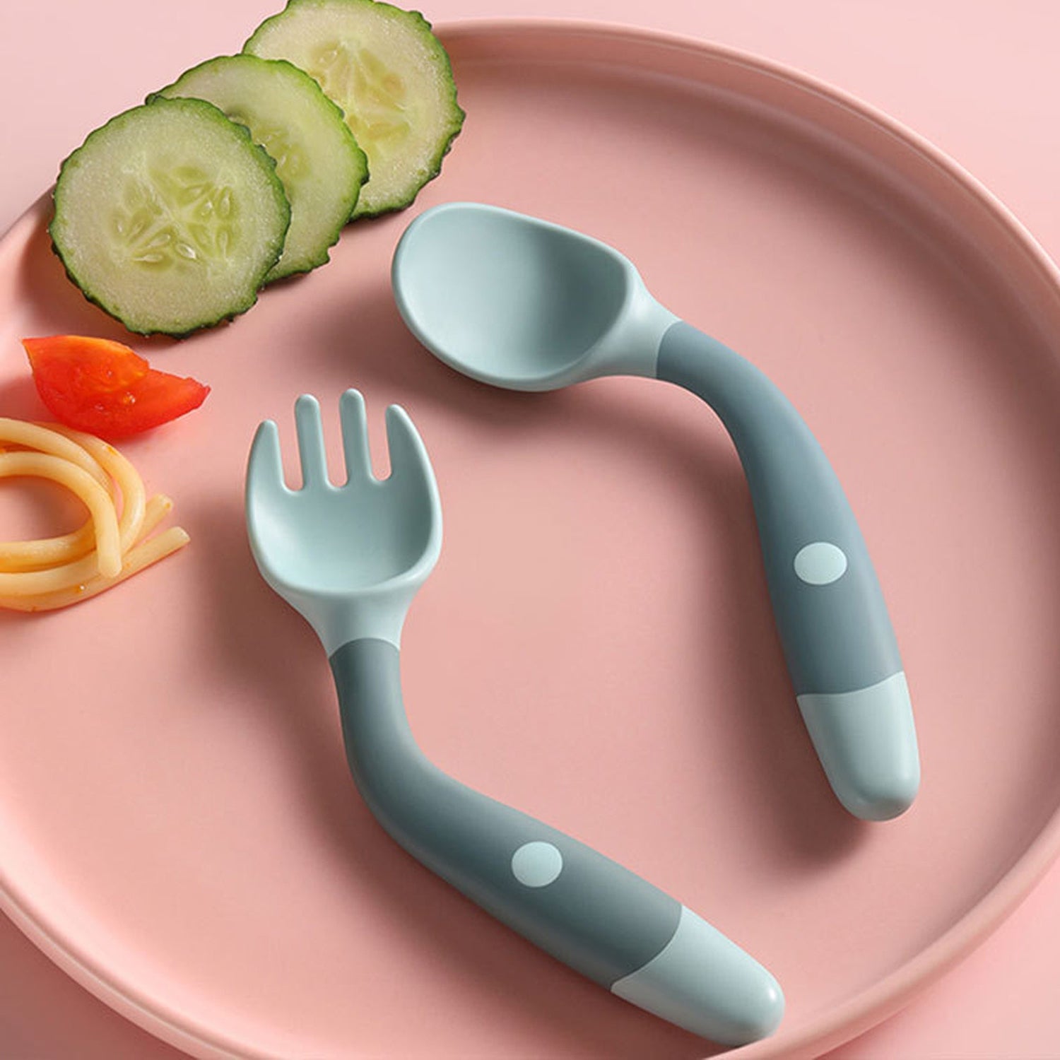 Silicone Spoon for Baby Utensils Set Auxiliary Food Toddler Learn To Eat Training Bendable Soft Fork Infant Children Tableware - Cindi Book