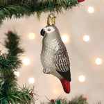 Old World Christmas African Grey Parrot Ornament - hand-blown glass Christmas tree ornament