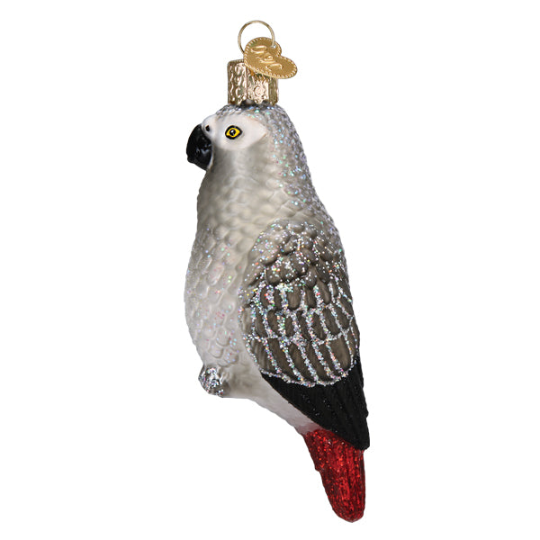 Old World Christmas African Grey Parrot Ornament - hand-blown glass Christmas tree ornament (view 4)