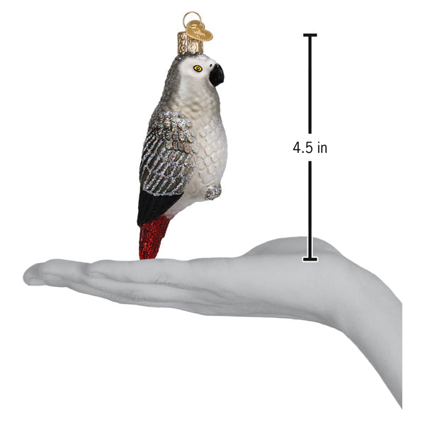 Old World Christmas African Grey Parrot Ornament - hand-blown glass Christmas tree ornament (view 6)