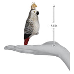 Old World Christmas African Grey Parrot Ornament - hand-blown glass Christmas tree ornament (view 6)