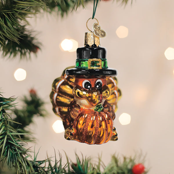 Old World Christmas Pilgrim Turkey Ornament - hand-blown glass Christmas tree ornament