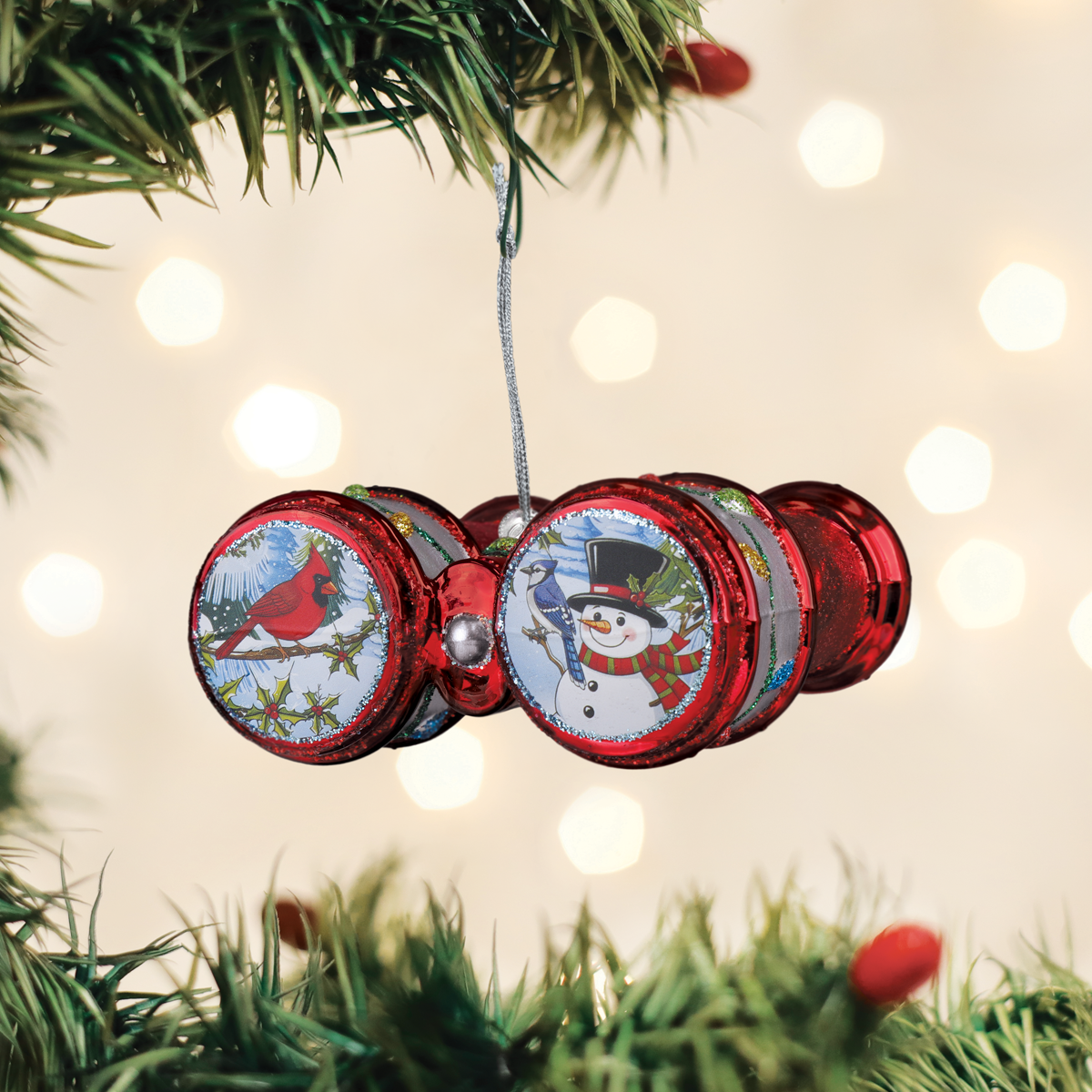 Old World Christmas Bird Binoculars Ornament - hand-blown glass Christmas tree ornament
