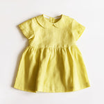Girls' Linen Doll Collar Short Sleeve Dress - Cindi Book