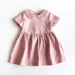 Girls' Linen Doll Collar Short Sleeve Dress - Cindi Book