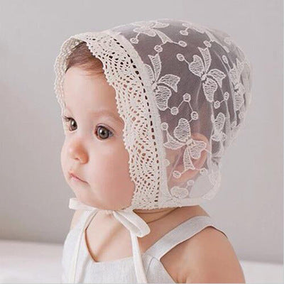 Baby Girl Fetal Cap, Children's All-Match Sunshade Hat, Lace Sun Basin Hat, Autumn Princess Fisherman Hat - Cindi Book